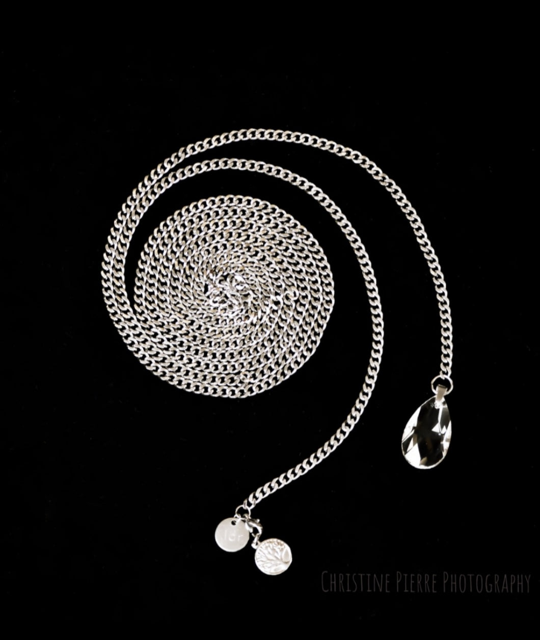 lit de roses - ldr glass teardrop/tree of life lariat chain necklace or bracelet - handmade jewellery - lit de roses